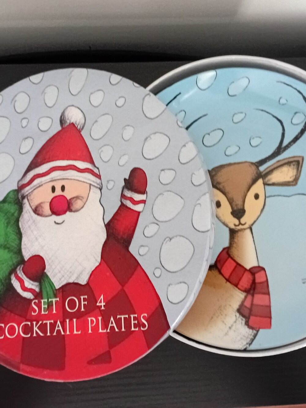 Boxed Set Of 4 Christmas Cocktail Plates